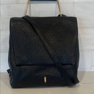 THACKER Black Pebbled Leather Adele Convertible Crossbody, Satchel, Backpack